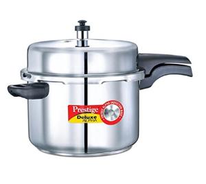 Prestige 8-Liter Deluxe Alpha Induction Base Stainless Steel Pressure Cooker, Small, Silver