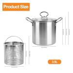 3.5L Deep Fryer Pot with Oil Drip Drainer Stainless Steel Fryer Pot with Lid and Basket Deep Frying Pot for Party Restaurant Kitchen Dining Party Picnic