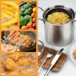 3.5L Deep Fryer Pot with Oil Drip Drainer Stainless Steel Fryer Pot with Lid and Basket Deep Frying Pot for Party Restaurant Kitchen Dining Party Picnic