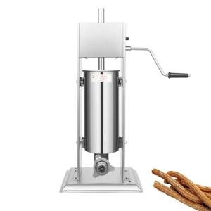5L/1.32Gal Manual Churros Maker Machine - Stainless Steel Vertical Dough Press with 6 Nozzles, Commercial & Home Use for Fried Dough Sticks