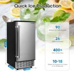 ICEPURE 15" Under Counter Ice Maker with Drain Pump, 90lbs/24H, Self-Cleaning, Smart Reminder, 24H Timer, ETL FCC, Built-in or Freestanding for Residential and Commercial, Stainless Steel