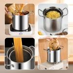 3.5L Deep Fryer Pot with Oil Drip Drainer Stainless Steel Fryer Pot with Lid and Basket Deep Frying Pot for Party Restaurant Kitchen Dining Party Picnic
