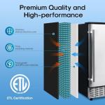 ICEPURE 15" Under Counter Ice Maker with Drain Pump, 90lbs/24H, Self-Cleaning, Smart Reminder, 24H Timer, ETL FCC, Built-in or Freestanding for Residential and Commercial, Stainless Steel