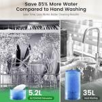 BLITZHOME Countertop Portable Dishwasher, 9 Programs, 167℉ High-Temp, 360° 3 Spray, 24H Timing, Hot Air Drying, Air Refresh, Baby-Care, LED Light, 5.2L Built-in Water Tank for Apartments RVs