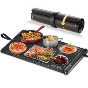 Food Warming Mat, Upgraded Graphene Full Surface Heating Foldable Heater Food Pad, Compact Silicone Materials, 6 Heat Settings, Multifunctional Food Warmers for Parties Buffet, Daily Life Use (1)
