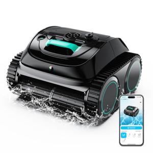 (2026 Upgrade) WYBOT C1 Pool Robot Vacuum for Inground Pools, 4-in-1 Cordless Robotic Pool Cleaner for Above Ground Pools up to 1,614 Sq.ft, Wall & Waterline Cleaning, 150-Min Runtime (Mirror Black)
