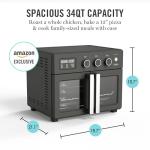 Martha Stewart French Door Air Fryer Toaster Oven Combo, 34QT Countertop Convection, 12-in-1, Bake, Broil, Roast, Fits 12” Pizza, Dehydrate, 5 Accessories, Air Fry Basket, Stainless Steel, Caviar Gray