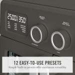 Martha Stewart French Door Air Fryer Toaster Oven Combo, 34QT Countertop Convection, 12-in-1, Bake, Broil, Roast, Fits 12” Pizza, Dehydrate, 5 Accessories, Air Fry Basket, Stainless Steel, Caviar Gray