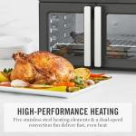 Martha Stewart French Door Air Fryer Toaster Oven Combo, 34QT Countertop Convection, 12-in-1, Bake, Broil, Roast, Fits 12” Pizza, Dehydrate, 5 Accessories, Air Fry Basket, Stainless Steel, Caviar Gray