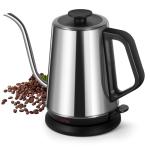 1L Electric Gooseneck Kettle, Tea Kettle for Boiling Water, Gooseneck Electric Kettle for Coffee & Tea, Fast Boiling for Pour Over, Auto Shut-Off, Boil-Dry Protection, 360° Rotational Base - Silver
