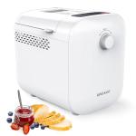KOKUKAKU 22-In-1 Compact Automatic Bread Maker Machine, 1LB/1.5LB Programmable 2 Loaf Sizes, 3 Crust Colors, Small Digital Home Bakery with Dough, Cake, Jam, Yogurt, Non-stick Pan, White