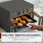 Martha Stewart French Door Air Fryer Toaster Oven Combo, 34QT Countertop Convection, 12-in-1, Bake, Broil, Roast, Fits 12” Pizza, Dehydrate, 5 Accessories, Air Fry Basket, Stainless Steel, Caviar Gray