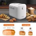 KOKUKAKU 22-In-1 Compact Automatic Bread Maker Machine, 1LB/1.5LB Programmable 2 Loaf Sizes, 3 Crust Colors, Small Digital Home Bakery with Dough, Cake, Jam, Yogurt, Non-stick Pan, White
