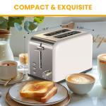 Simple Deluxe 2-Slice Toaster, 6 Browning Setting and 3 Function Stainless Steel Toaster, Extra Wide Slot & Removable Crumb Tray, for Bread & Waffle, White