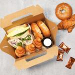 UnicoPak 30 Pack 9x6x6 Kraft Gable Boxes, Food-grade Cardboard Paper Lunch Boxes, Recyclable Gift Boxes with Handles for Treats, Picnic, Takeout Food, Goodie Bags, Sturdy Barn Boxes