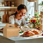 UnicoPak 30 Pack 9x6x6 Kraft Gable Boxes, Food-grade Cardboard Paper Lunch Boxes, Recyclable Gift Boxes with Handles for Treats, Picnic, Takeout Food, Goodie Bags, Sturdy Barn Boxes