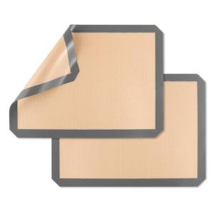 E-far Small Silicone Baking Mats, 2-Pack Nonstick Reusable Silicone Mat for Toaster Oven Pan Baking Cookie, Fit 7.5x10” Rectangle Sheet Tray for Steak, Food Grade & Heat-Resistant, Easy Clean, Gray