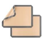 E-far Small Silicone Baking Mats, 2-Pack Nonstick Reusable Silicone Mat for Toaster Oven Pan Baking Cookie, Fit 7.5x10” Rectangle Sheet Tray for Steak, Food Grade & Heat-Resistant, Easy Clean, Gray