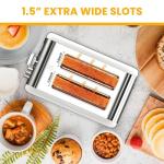Simple Deluxe 2-Slice Toaster, 6 Browning Setting and 3 Function Stainless Steel Toaster, Extra Wide Slot & Removable Crumb Tray, for Bread & Waffle, White