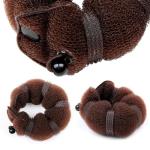 Goldrose Buns 2 Pieces Magic Hair Styling Styler Twist Ring Former Shaper Doughnut Donut Chignon Bun Maker Clip Hair Curler Accessory Small & Large (Brown)