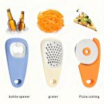 6-Piece Kitchen Gadget Set, Multi-Function Tools with Grater, Peeler, Pizza Cutter, Herb Stripper, Bottle Opener