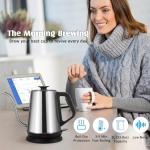 1L Electric Gooseneck Kettle, Tea Kettle for Boiling Water, Gooseneck Electric Kettle for Coffee & Tea, Fast Boiling for Pour Over, Auto Shut-Off, Boil-Dry Protection, 360° Rotational Base - Silver