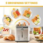 Simple Deluxe 2-Slice Toaster, 6 Browning Setting and 3 Function Stainless Steel Toaster, Extra Wide Slot & Removable Crumb Tray, for Bread & Waffle, White