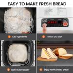 KOKUKAKU 22-In-1 Compact Automatic Bread Maker Machine, 1LB/1.5LB Programmable 2 Loaf Sizes, 3 Crust Colors, Small Digital Home Bakery with Dough, Cake, Jam, Yogurt, Non-stick Pan, White