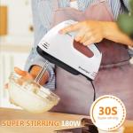 Electric Hand mixer - 7 Adjustable Speed 180W Handheld Mixer Electric Whisk with 5 Stainless Steel Accessories, Turbo Boost/Self-Control Speed + Eject Button Food Beater for Cakes Eggs, Off-white