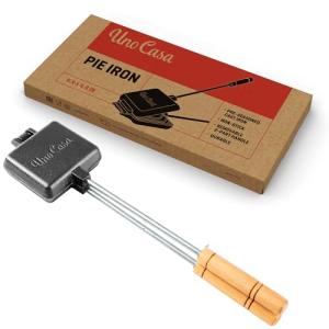 Uno Casa Pie Iron Sandwich Maker - Japanese Sandwich Maker with Recipe Book - Durable Campfire Cooking Equipment for Grilled Pies - Heavy Duty Cast Iron for Outdoor and Camping Adventures