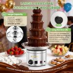 Flyseago Commercial Chocolate Fountain| 5 Tiers 18 lb Capacity| Large Hot Chocolate Fondue Tower| Stainless Steel Chocolate Melting Heating Machine for Nacho Cheese, Liqueurs, Party, Wedding