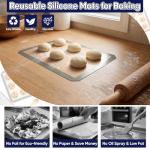 E-far Small Silicone Baking Mats, 2-Pack Nonstick Reusable Silicone Mat for Toaster Oven Pan Baking Cookie, Fit 7.5x10” Rectangle Sheet Tray for Steak, Food Grade & Heat-Resistant, Easy Clean, Gray