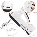 Electric Hand mixer - 7 Adjustable Speed 180W Handheld Mixer Electric Whisk with 5 Stainless Steel Accessories, Turbo Boost/Self-Control Speed + Eject Button Food Beater for Cakes Eggs, Off-white