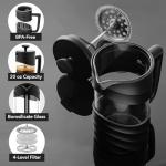 OVENTE French Press Coffee Maker 20 Ounce with Heat Resistant Borosilicate Glass & Stainless Steel 4-Level Filtration System, Portable Cold Brew Coffee Maker for Travel, Camping or Gift, Black FPW20B