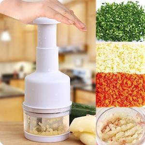 Food Chopper, Mini Garlic Dicer with Stainless Steel Blades, Hand-Press Vegetable Cutter for Onions, Tomatoes, Nuts - Kitchen Helper with Non-Slip Base, Easy to Clean & Save Time