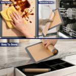 E-far Small Silicone Baking Mats, 2-Pack Nonstick Reusable Silicone Mat for Toaster Oven Pan Baking Cookie, Fit 7.5x10” Rectangle Sheet Tray for Steak, Food Grade & Heat-Resistant, Easy Clean, Gray