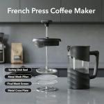 OVENTE French Press Coffee Maker 20 Ounce with Heat Resistant Borosilicate Glass & Stainless Steel 4-Level Filtration System, Portable Cold Brew Coffee Maker for Travel, Camping or Gift, Black FPW20B