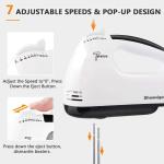 Electric Hand mixer - 7 Adjustable Speed 180W Handheld Mixer Electric Whisk with 5 Stainless Steel Accessories, Turbo Boost/Self-Control Speed + Eject Button Food Beater for Cakes Eggs, Off-white