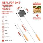 Uno Casa Pie Iron Sandwich Maker - Japanese Sandwich Maker with Recipe Book - Durable Campfire Cooking Equipment for Grilled Pies - Heavy Duty Cast Iron for Outdoor and Camping Adventures