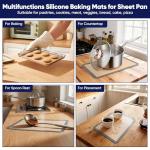 E-far Small Silicone Baking Mats, 2-Pack Nonstick Reusable Silicone Mat for Toaster Oven Pan Baking Cookie, Fit 7.5x10” Rectangle Sheet Tray for Steak, Food Grade & Heat-Resistant, Easy Clean, Gray