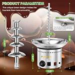 Flyseago Commercial Chocolate Fountain| 5 Tiers 18 lb Capacity| Large Hot Chocolate Fondue Tower| Stainless Steel Chocolate Melting Heating Machine for Nacho Cheese, Liqueurs, Party, Wedding