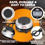 NATGAI 500W Small Hot Plate Electric Hot Plate, Portable Mini Hot Plate, Adjustable Temperature Single Burner for Moka Pot, Coffee, Milk, Water Heating, 5.5" Portable Electric Stove(110V US Plug)