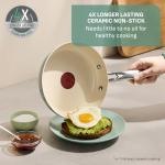 T-Fal Inspire Nonstick Ceramic Cookware Set, 10-Piece, Oven Safe to 500°F, Stockpot, Ceramic Pots and Pans Set, Frying Pans, Saucepans, Stockpot, Protectors, Mint Green