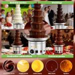 Flyseago Commercial Chocolate Fountain| 5 Tiers 18 lb Capacity| Large Hot Chocolate Fondue Tower| Stainless Steel Chocolate Melting Heating Machine for Nacho Cheese, Liqueurs, Party, Wedding