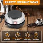 NATGAI 500W Small Hot Plate Electric Hot Plate, Portable Mini Hot Plate, Adjustable Temperature Single Burner for Moka Pot, Coffee, Milk, Water Heating, 5.5" Portable Electric Stove(110V US Plug)