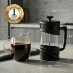 OVENTE French Press Coffee Maker 20 Ounce with Heat Resistant Borosilicate Glass & Stainless Steel 4-Level Filtration System, Portable Cold Brew Coffee Maker for Travel, Camping or Gift, Black FPW20B