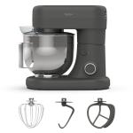 Martha Stewart Stand Mixer, 12 Speed, Tilt-Head, 5.3QT Stainless Steel Bowl, Splash Guard with Pour Chute, Whisk, Dough Hook, Flat Beater, Electric Kitchen Baking Mixer, Bread, Cake, Whip, Caviar Gray