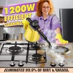 Natural Multi-Surface Handheld Steam Cleaner with 10 Accessories, 13.5OZ Pressurized Multipurpose On Demand Steam Cleaner for Home, Steamer for Cleaning Dirt, Grease, Grout, Tile, Windows, Car, Yellow