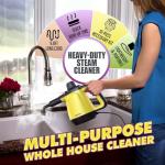 Natural Multi-Surface Handheld Steam Cleaner with 10 Accessories, 13.5OZ Pressurized Multipurpose On Demand Steam Cleaner for Home, Steamer for Cleaning Dirt, Grease, Grout, Tile, Windows, Car, Yellow