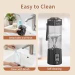 Portable Blender, 360 Watt Personal Blenders with Pulse Mode, Shakes and Smoothies, 6000mAh, BPA Free 24 Oz Blender Cup with 6 Blades and Lid, USB-C, Self Cleaning Portable Juicer For Travel, Black